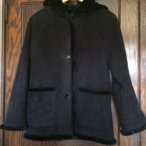 Black soft suede like winter coat